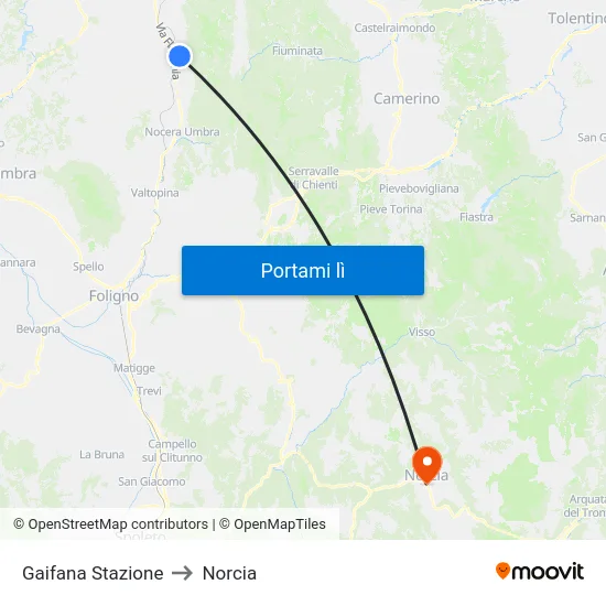 Gaifana Stazione to Norcia map