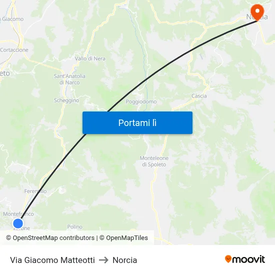 Via Giacomo Matteotti to Norcia map