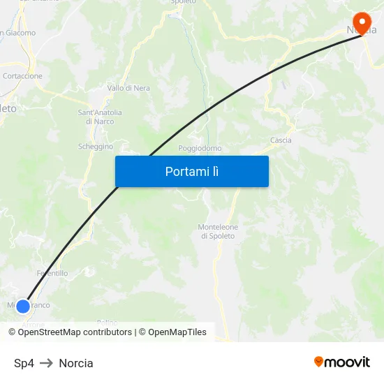 Sp4 to Norcia map