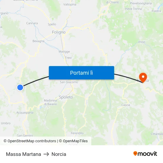 Massa Martana to Norcia map