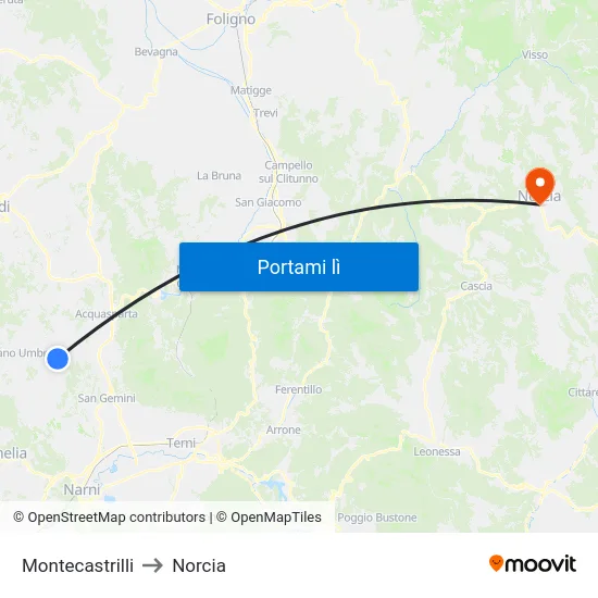 Montecastrilli to Norcia map