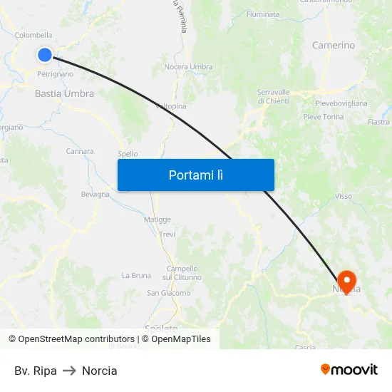Bv. Ripa to Norcia map
