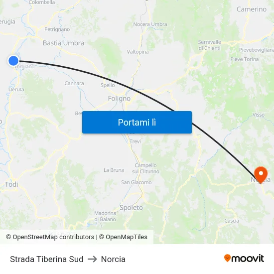 Strada Tiberina Sud to Norcia map