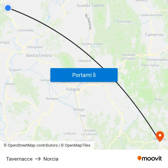 Tavernacce to Norcia map