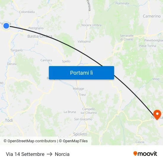 Via 14 Settembre to Norcia map