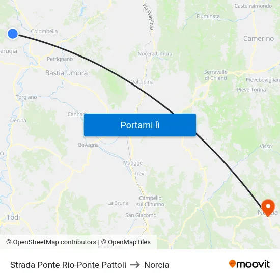 Strada Ponte Rio-Ponte Pattoli to Norcia map