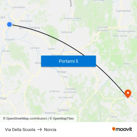 Via Della Scuola to Norcia map