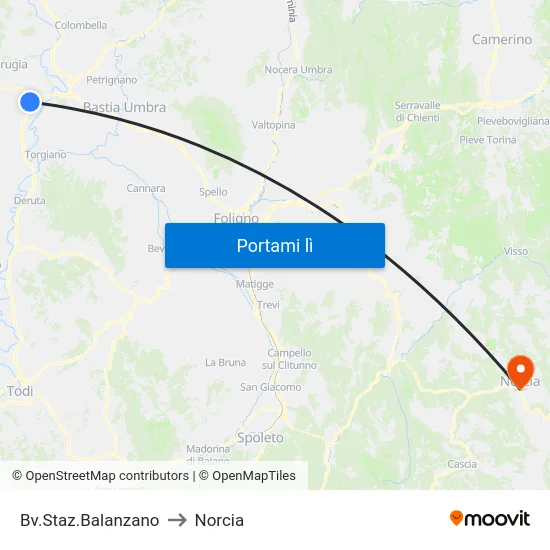 Bv.Staz.Balanzano to Norcia map