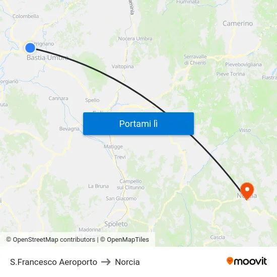 S.Francesco Aeroporto to Norcia map