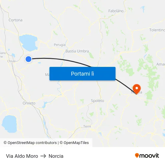 Via Aldo Moro to Norcia map