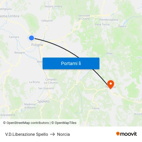 V.D.Liberazione Spello to Norcia map