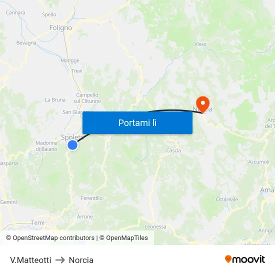 V.Matteotti to Norcia map