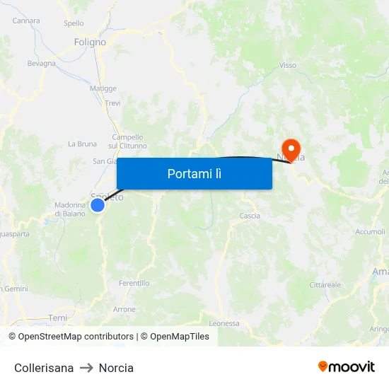 Collerisana to Norcia map