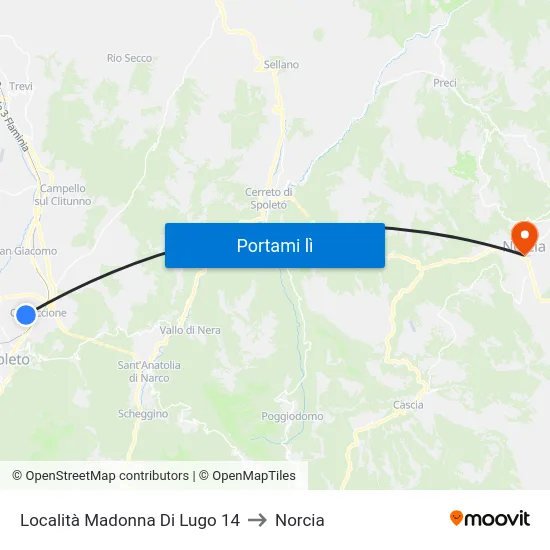 Località Madonna Di Lugo 14 to Norcia map