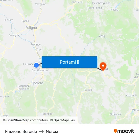 Frazione Beroide to Norcia map