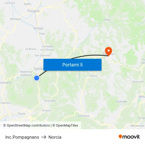 Inc.Pompagnano to Norcia map