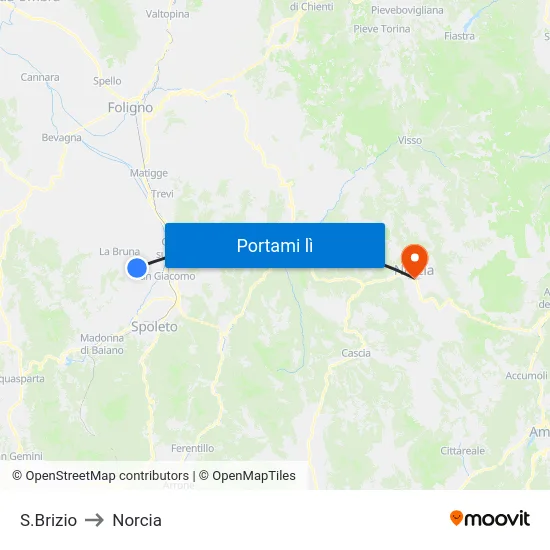 S.Brizio to Norcia map