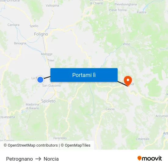Petrognano to Norcia map