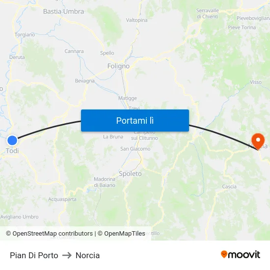 Pian Di Porto to Norcia map