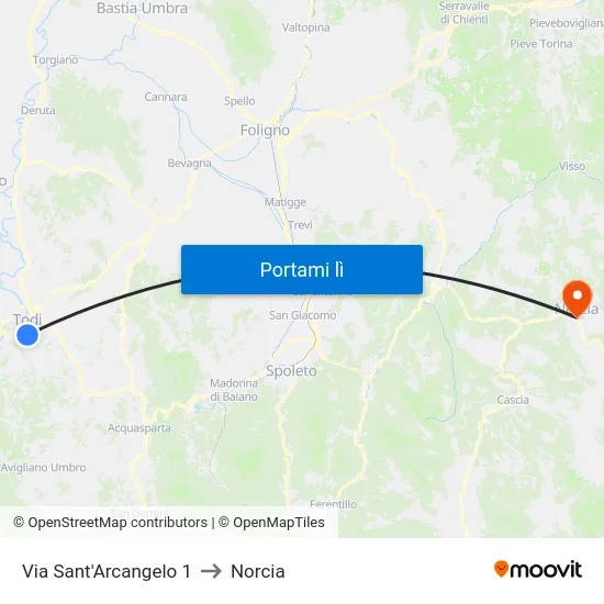 Via Sant'Arcangelo 1 to Norcia map