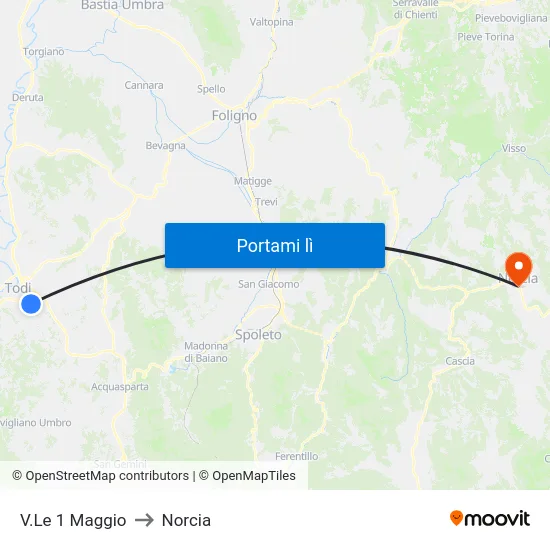 V.Le 1 Maggio to Norcia map