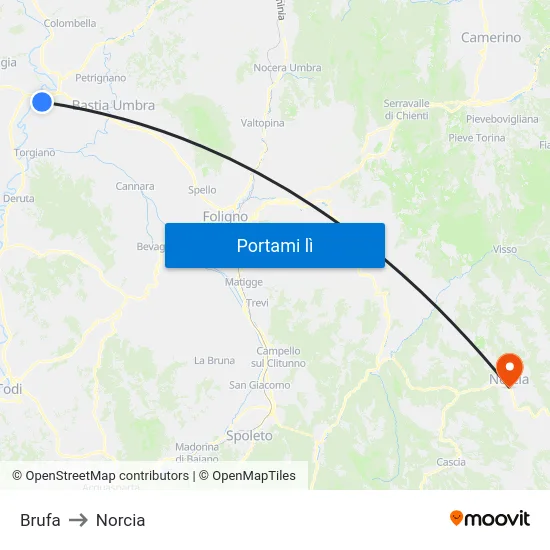 Brufa to Norcia map