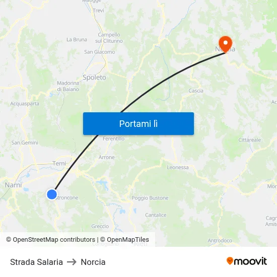Strada Salaria to Norcia map