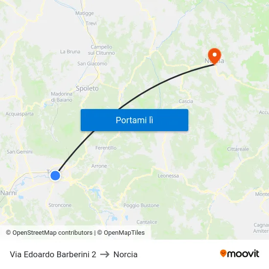 Via Edoardo Barberini 2 to Norcia map