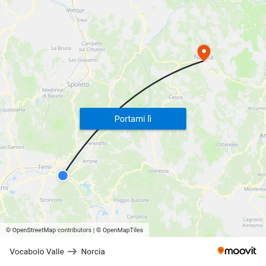 Vocabolo Valle to Norcia map