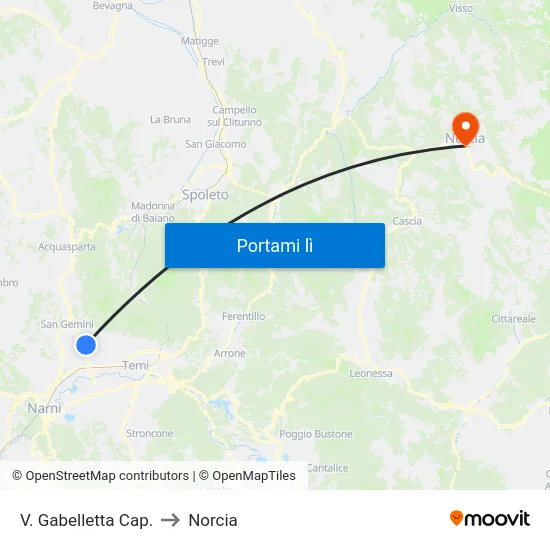 V. Gabelletta Cap. to Norcia map