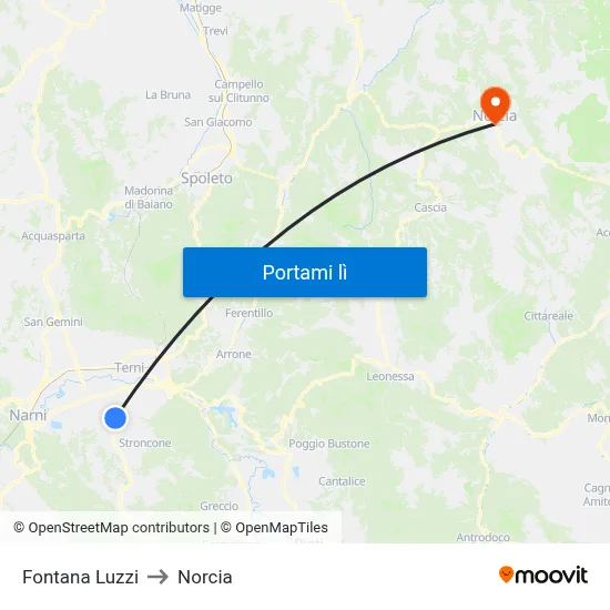 Fontana Luzzi to Norcia map