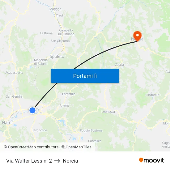 Via Walter Lessini 2 to Norcia map