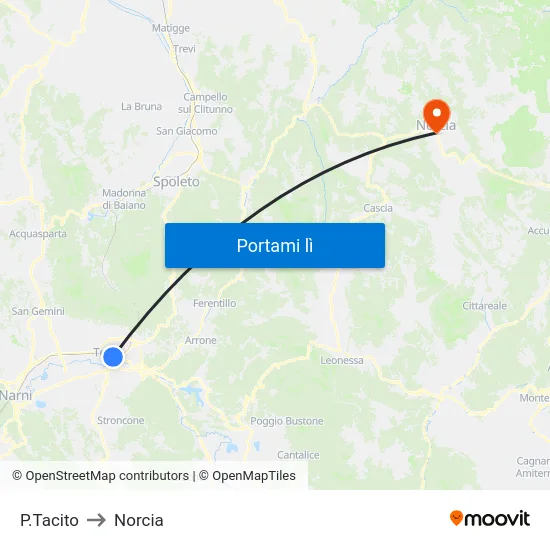 P.Tacito to Norcia map