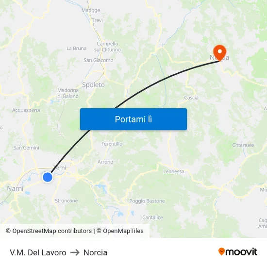 V.M. Del Lavoro to Norcia map