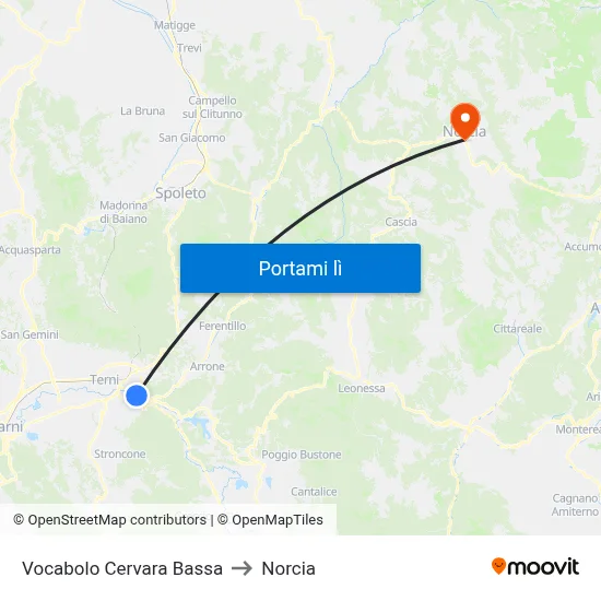 Vocabolo Cervara Bassa to Norcia map