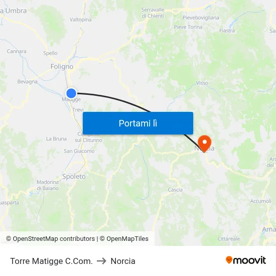 Torre Matigge C.Com. to Norcia map