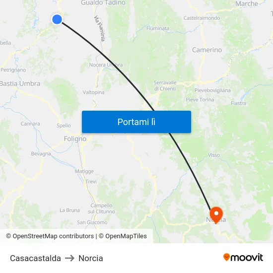 Casacastalda to Norcia map