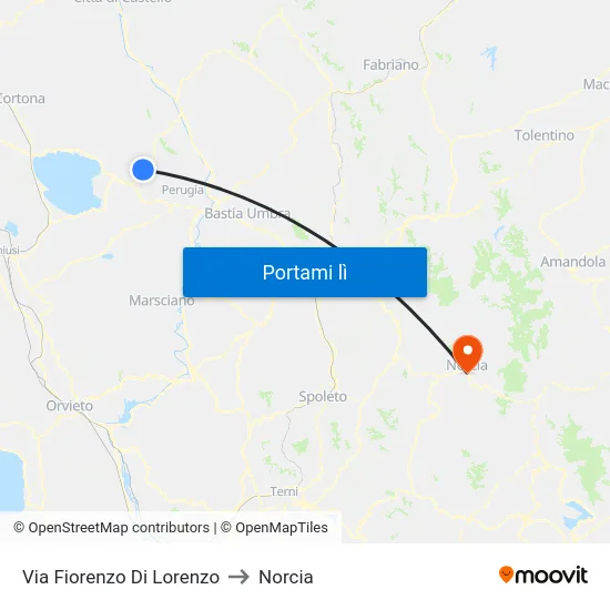 Via Fiorenzo Di Lorenzo to Norcia map