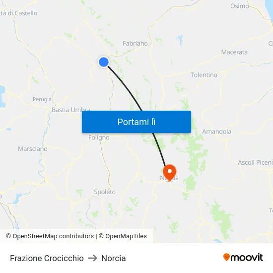 Frazione Crocicchio to Norcia map