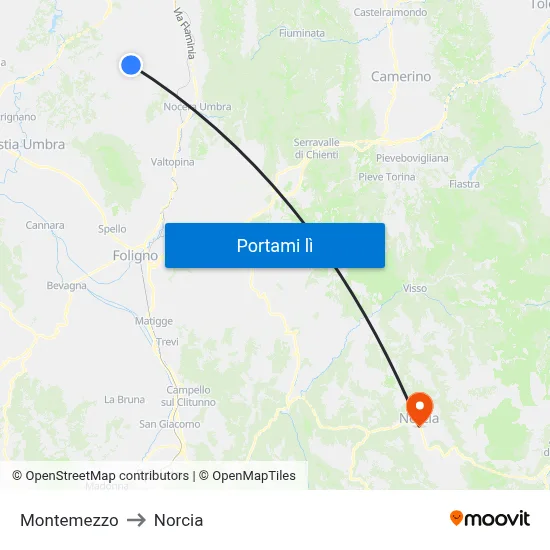 Montemezzo to Norcia map