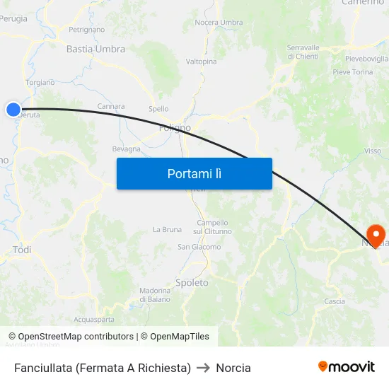 Fanciullata (Fermata A Richiesta) to Norcia map