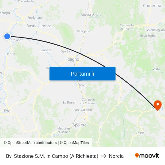 Bv. Stazione S.M. In Campo (A Richiesta) to Norcia map