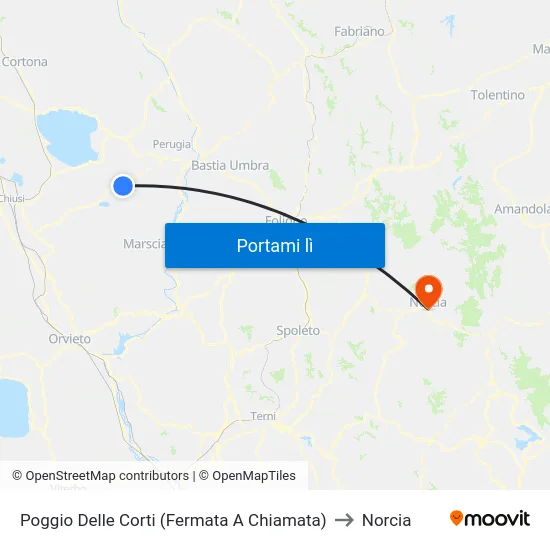 Poggio Delle Corti (Fermata A Chiamata) to Norcia map