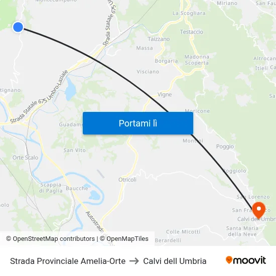Strada Provinciale Amelia-Orte to Calvi dell Umbria map