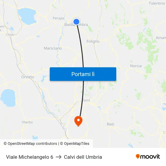 Viale Michelangelo 6 to Calvi dell Umbria map