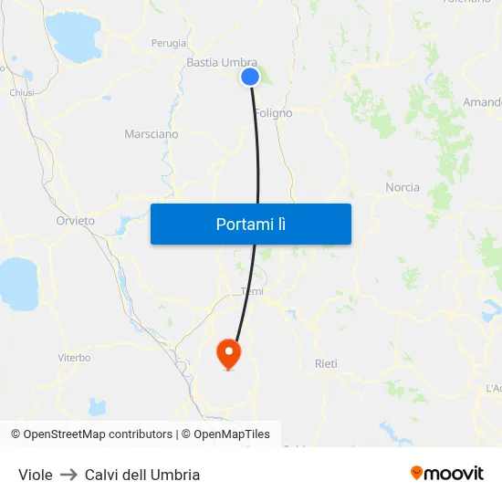 Viole to Calvi dell Umbria map