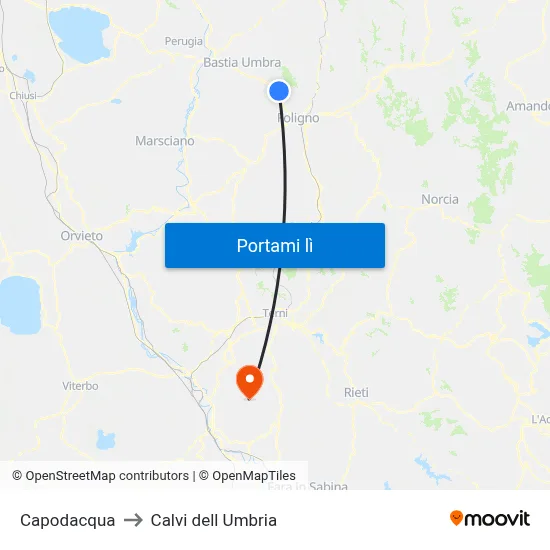 Capodacqua to Calvi dell Umbria map