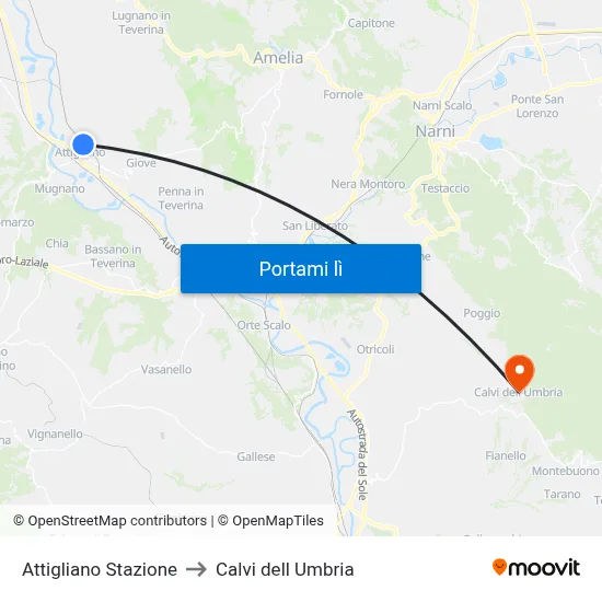 Attigliano Stazione to Calvi dell Umbria map