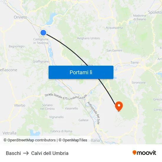Baschi to Calvi dell Umbria map
