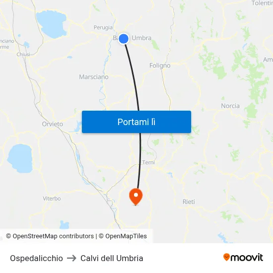 Ospedalicchio to Calvi dell Umbria map